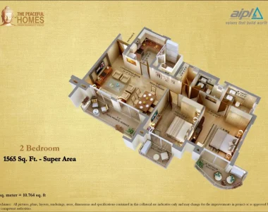 Aipl-the-peaceful-homes-floor-plan-2-bhk-type-1