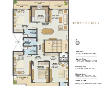 Adani-samsara-avasa-4bhk-floor-plan-type-3