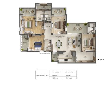 Ashiana-aaroham-sector-80-gurgaon-floor-plan-4-bhk-4t-type-1