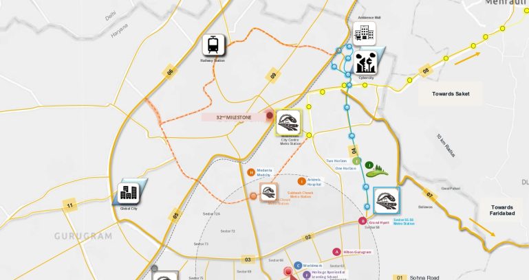 Bptp Downtown 66 Location Map