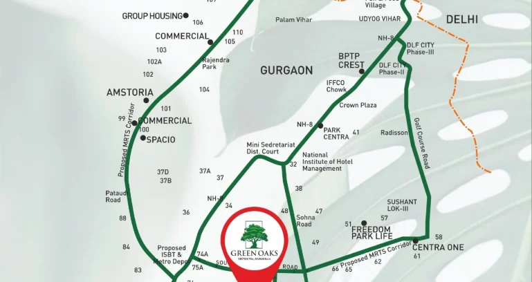 Bptp-green-oaks-gurgaon-location-map