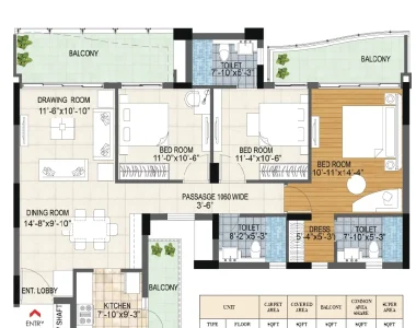 Bptp-terra-floor-plan-1832-sq.ft_.-3-bhk-type-3