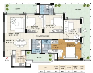 Bptp-terra-floor-plan-2443-sq.ft_.-3-bhk-type-5