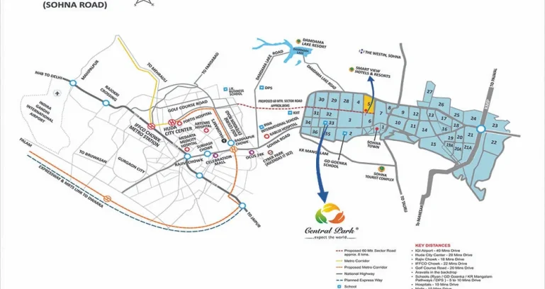 Central-park-flower-valley-fleur-villas-location-map