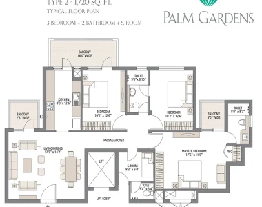 Emaar-mgf-palm-gardens-flor-plan-3-bhk-type-2