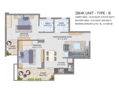 Gls-south-avenue-2bhk-type-b