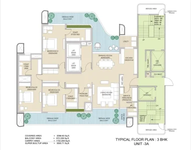 Ganga-realty-nandaka-3bhk-unit-3a-floor-plan