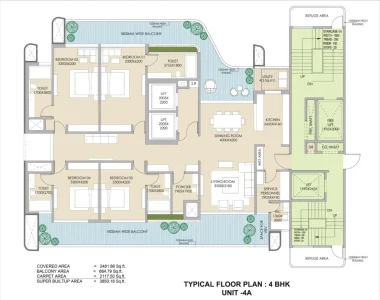 Ganga-realty-nandaka-4bhk-unit-4a-floor-plan