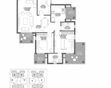 Godrej-101-floor-plan-2-bhk-study-type-1