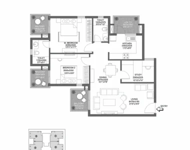 Godrej-101-floor-plan-2-bhk-study-type-4