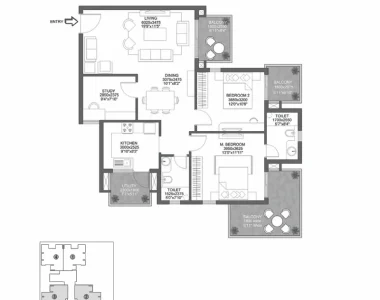 Godrej-101-floor-plan-2-bhk-study-type-5