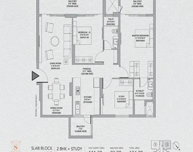 Godrej-south-estate-floor-plan-2-bhk-study-type-2