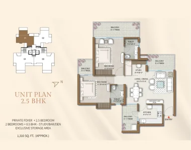 M3m-capital-2.5-bhk-floor-plan-1310-sq.ft_