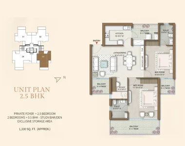 M3m-capital-2.5-bhk-floor-plan-1330-sq.ft_
