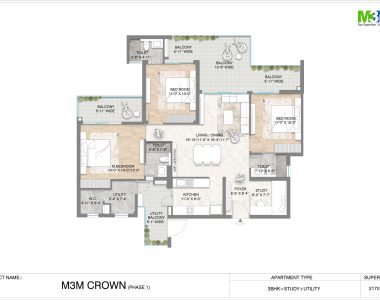 M3m Crown Floor Plan 3.5bhk - 2170