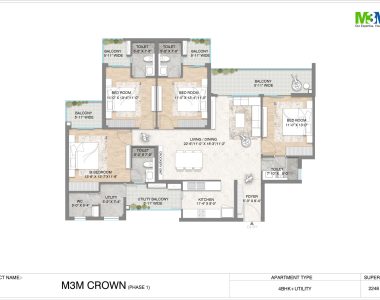 M3m Crown Floor Plan 4bhk - 2248