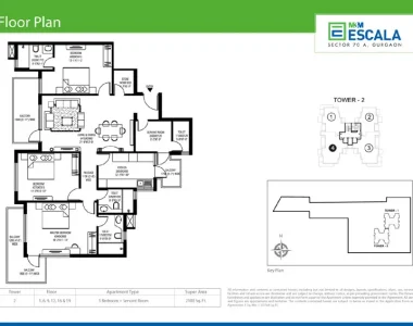 M3m-escala-3-bhk-servant-room-floor-plan
