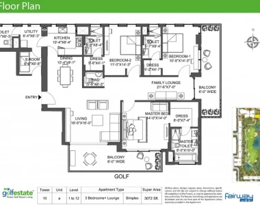 M3m-golf-estate-3bhk-floor-plan-type-a