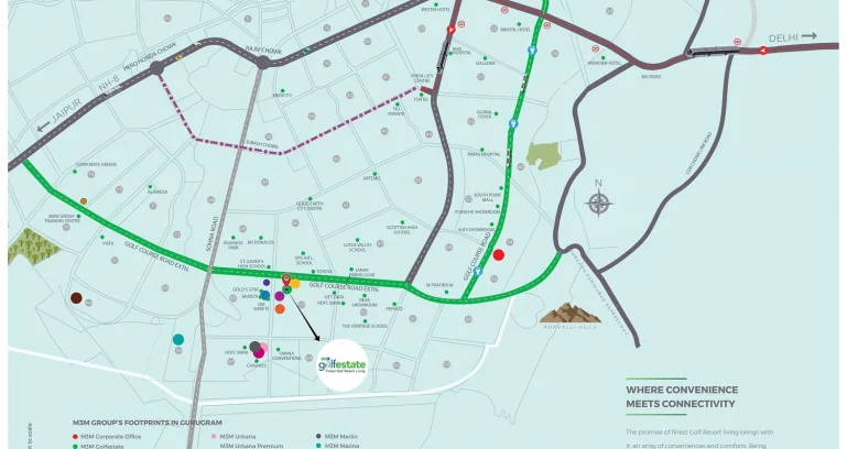 M3m-golf-estate-location-map
