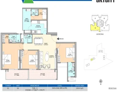 M3m-sky-city-floor-plan-3-bhk-utility