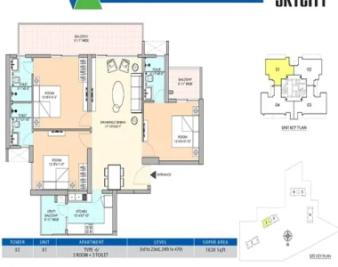 M3m-sky-city-floor-plan-3-bhk