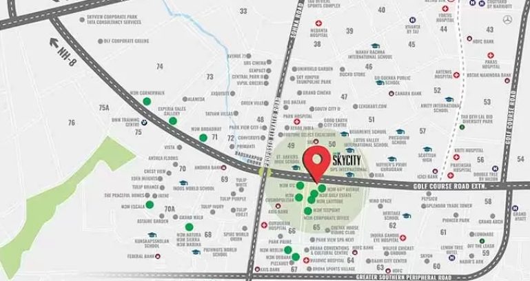 M3m-sky-city-location-map