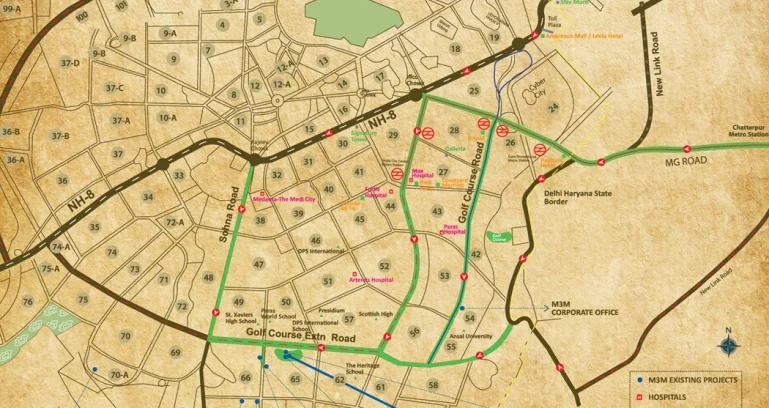 M3m-st.andrews-golf-residences-location-map