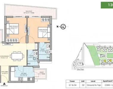 M3m-the-marina-floor-plan-2-bhk-1304-sqft.
