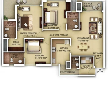 Paras-dews-3-bhk-servant-floor-plan-1760-sq.ft.
