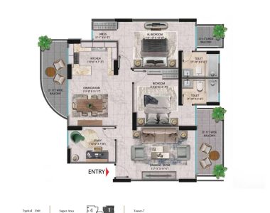 Pareena Coban Residences 2bhk Floor Plan