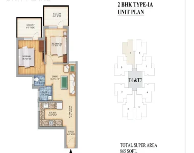 Pareena-micasa-floor-plan-2-bhk-type-1a