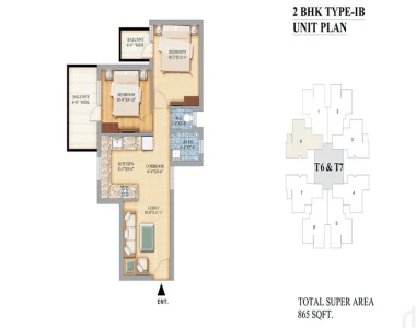 Pareena-micasa-floor-plan-2-bhk-type-1b