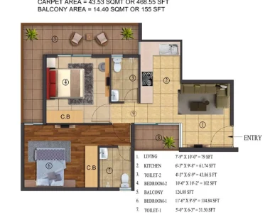 Rof-atulyas-floor-plan-2-bhk-unit-type-2