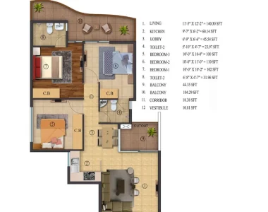 Rof-atulyas-floor-plan-3-bhk-unit-type-1
