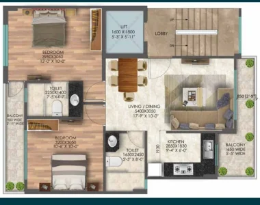 Signature-global-city-63a-floor-plan-2-bhk-type-c-1050-sqft