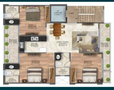 Signature-global-city-63a-floor-plan-3-bhk-type-b-1305-sqft