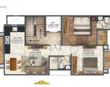 Signature-global-city-81-gurgaon-2-bhk-type-b-unit-plan