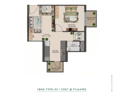 Signature-global-golf-greens-79-floor-plan-1-bhk-type-02