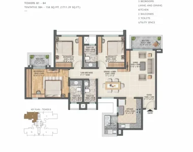 Sobha-city-gurgaon-3bhk-tower-b1-b4-unit-type-b-1711-sqft