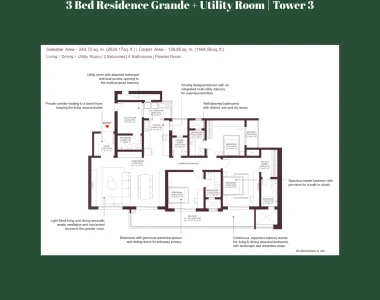 Sobha Crescent 3 Bhk Floor Plan