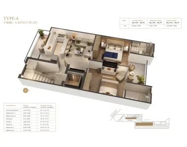 Suncity-vatsal-valley-2bhk-floor-plan-type-4