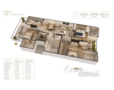 Suncity-vatsal-valley-3bhk-floor-plan-type-1
