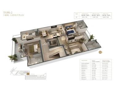 Suncity-vatsal-valley-3bhk-floor-plan-type-2