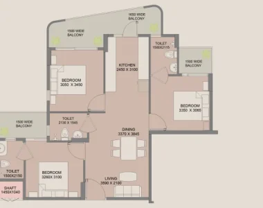 Wal Serenia 92 3bhk Floor Plan Type 2
