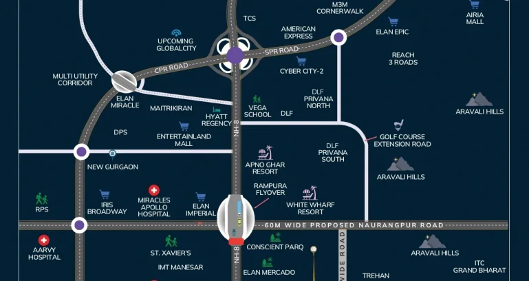 Ashiana-aaroham-sector-80-gurgaon-location-map