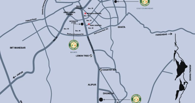 Central-park-flower-valley-the-selene-tower-sector-32-sohna-location-map