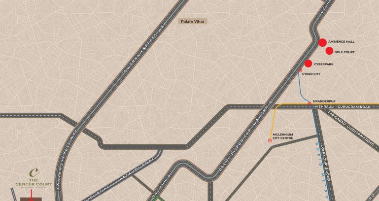County-the-center-court-sector-88a-gurgaon-location-map