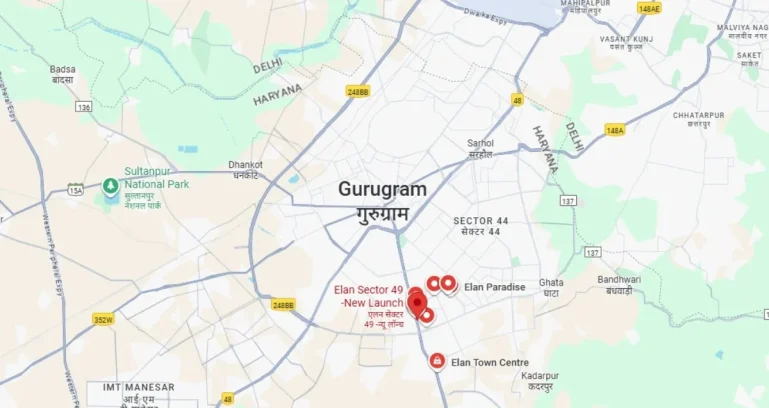 Elan-the-statement-sector-49-gurgaon-location-map