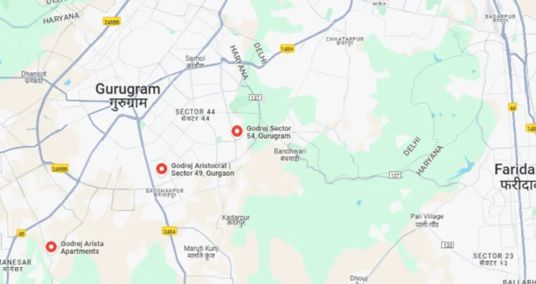 Godrej-astra-sector-54-gurgaon-location-map
