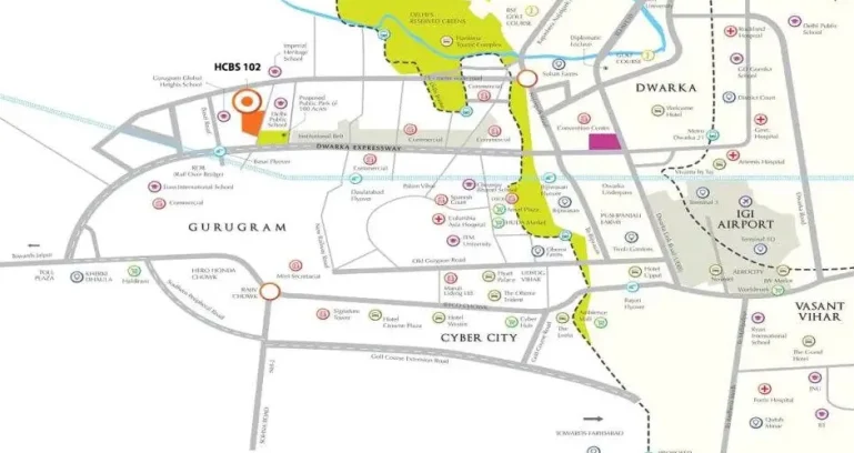 Hcbs-twin-horizon-sector-102-gurgaon-location-map